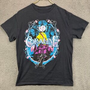 Coraline Movie Graphic T-Shirt Mens Medium Black Laika Studios 2023 Animation